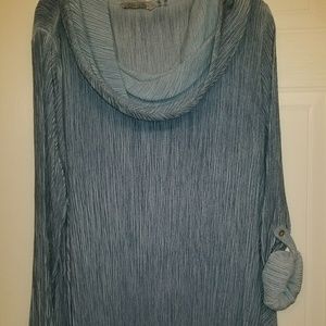 Soft Surroundings cowl neck button sleeve